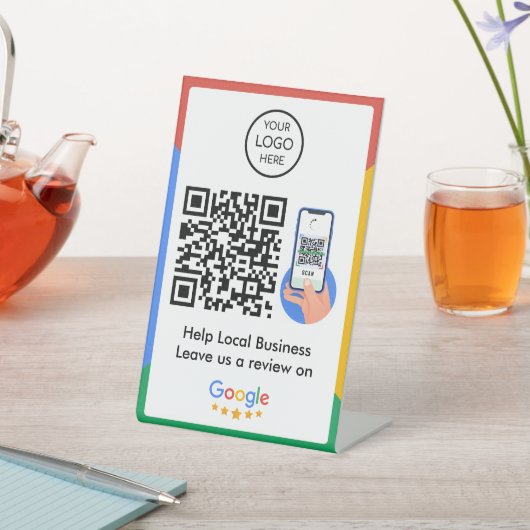 Google Reviews Business Review Link QR Code Sockelschild (In SItu)