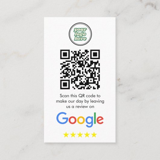 Google Reviews | Business Review Link QR Code Visitenkarte (Vorderseite)
