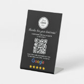 Google Reviews mit Link QR Code Black Sockelschild (Vorderseite)