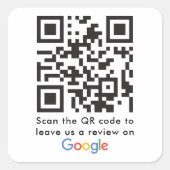 Google Reviews mit QR-Code Quadratischer Aufkleber (Vorderseite)