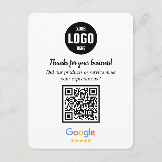 Google Reviews QR Code Business Enclosure Card Begleitkarte (Vorderseite)