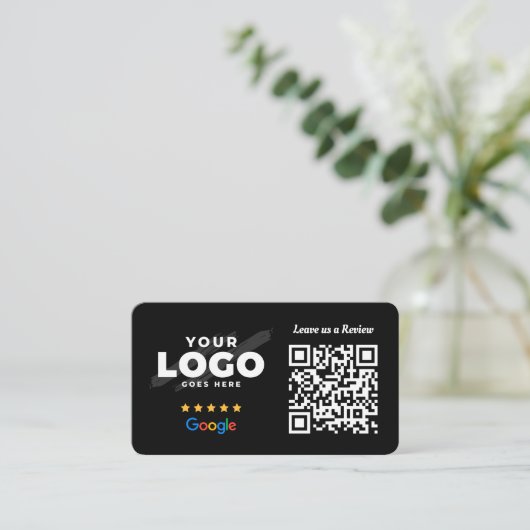 Google Reviews QR Code Business Review Link 5 Star Visitenkarte (Stehend Vorderseite)