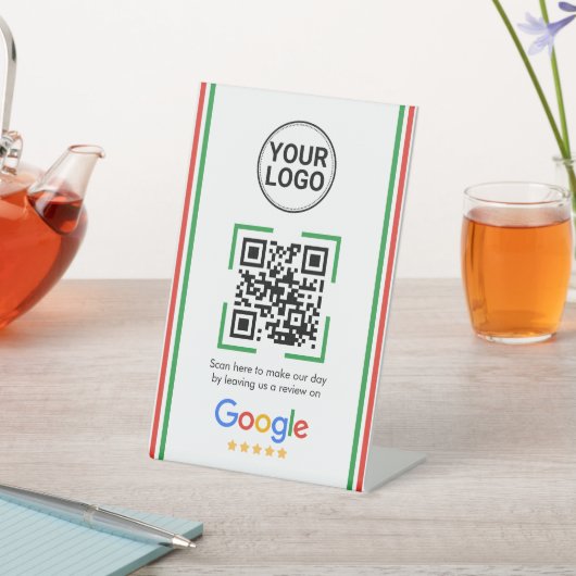 Google Reviews QR Code Custom Logo Sockelschild (In SItu)
