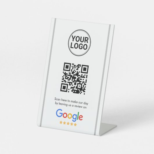 Google Reviews QR Code Elegant Custom Logo Sockelschild (Vorderseite)