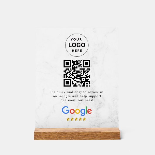 Google reviews qr code tabletop sign acrylschild (Vorderseite)