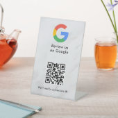 Google reviews qr code tabletop sign sockelschild (In SItu)