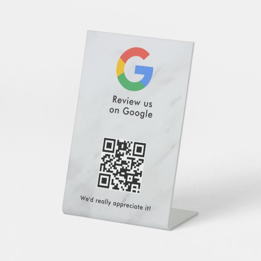 Google reviews qr code tabletop sign sockelschild (Vorderseite)