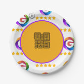 Google Reviews Tischschild | QR-Code-Podest Pappteller (Vorderseite)