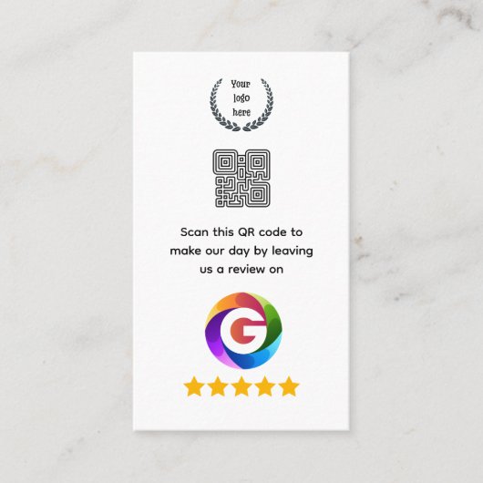 Google Reviews Tischschild | QR-Code-Podest Visitenkarte (Vorderseite)
