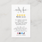 Google Reviews With Thank You And QR Code Business Visitenkarte (Rückseite)