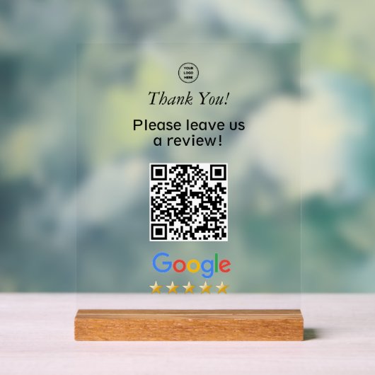 Google Scan To Leave A Review QR Code Acrylschild (Neutral)