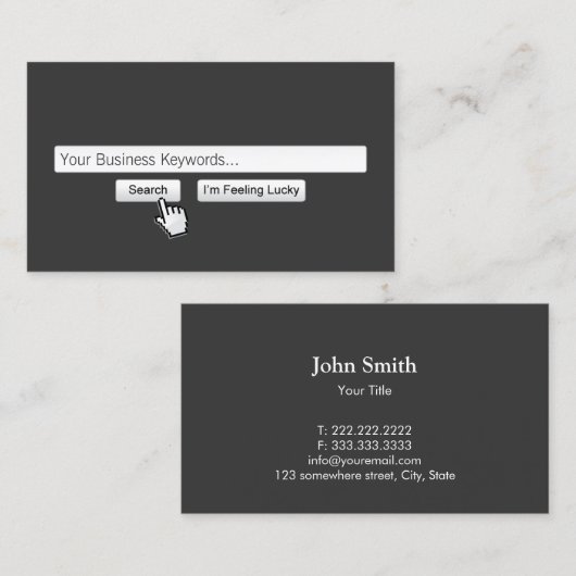 Google Search Bar Keywords Beruflich Visitenkarte (Vorne/Hinten)