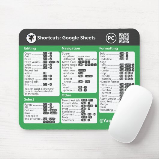 Google Sheets Keyboard Shortcuts for PC Mouse Pad Mousepad (Mit Mouse)