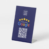 Google überprüft 5 Star Qr Code Navy Blue Business Sockelschild (Vorderseite)