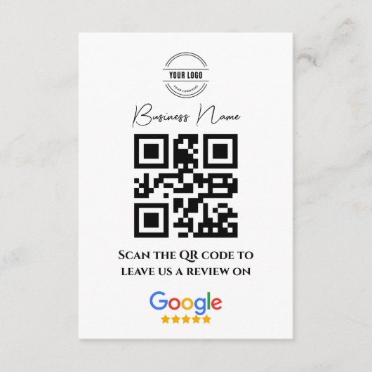 Google überprüft Business Rating Link QR Code Blac Begleitkarte (Vorderseite)