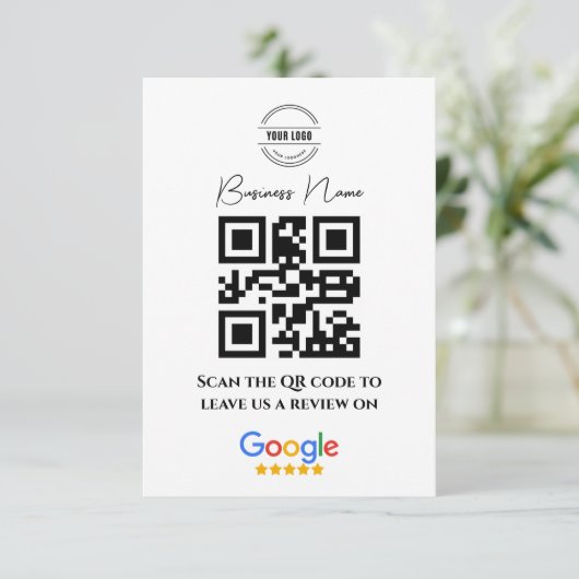 Google überprüft Business Rating Link QR Code Blac Begleitkarte (Stehend Vorderseite)