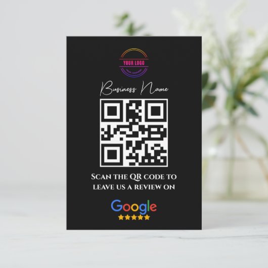 Google überprüft Business Rating Link QR Code Blac Begleitkarte (Stehend Vorderseite)