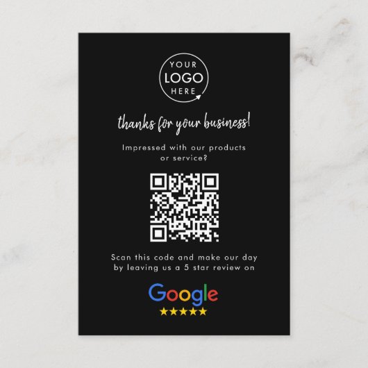 Google überprüft Business Rating Link QR Code Blac Begleitkarte (Vorderseite)