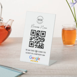 Google überprüft Business Rating Link QR Code Blac Sockelschild