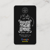 Google überprüft QR Code Black Business Review Us Visitenkarte (Vorderseite)