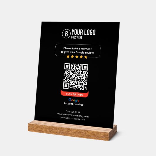 Google überprüft QR-Code Rate Mein Business 5 Star Acrylschild (Winkel)