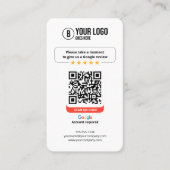 Google überprüft QR-Code Rate Mein Business 5 Star Visitenkarte (Vorderseite)