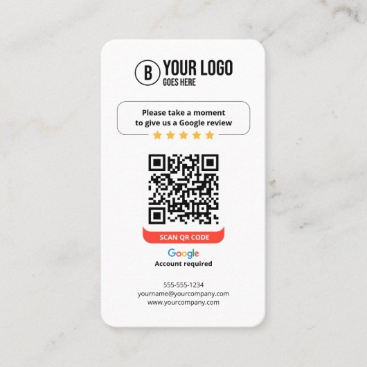 Google überprüft QR-Code Rate Mein Business 5 Star Visitenkarte (Vorderseite)