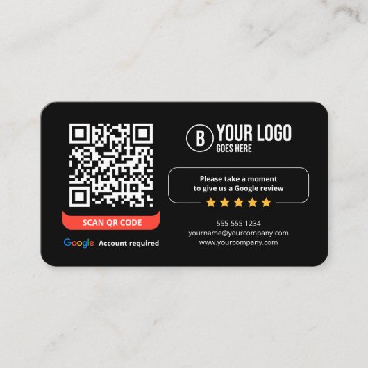 Google überprüft QR-Code Rate Mein Business 5 Star Visitenkarte (Vorderseite)
