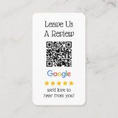 Google überprüft QR-Code Verlasst uns eine Überprü Visitenkarte (Rückseite)