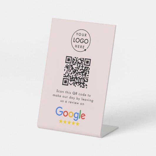 Google-Überprüfungsanforderung | QR Code Firmenlog Sockelschild (Vorderseite)