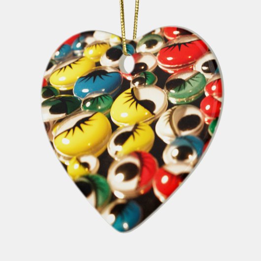 Googly Augendoppeltes versah Weihnachtsverzierung Keramik Ornament (Links)