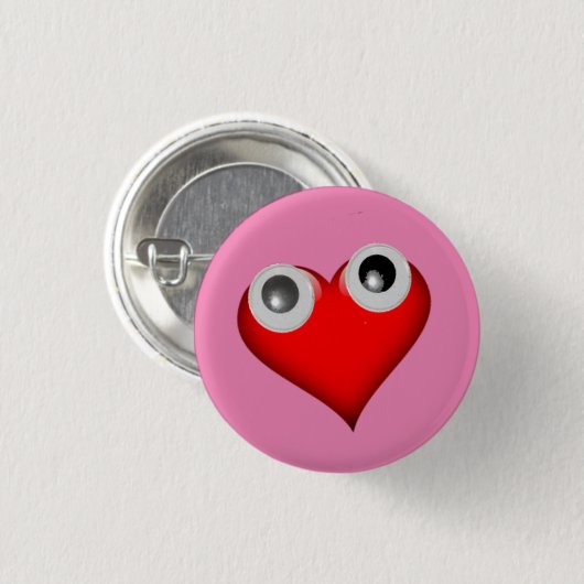 Googly Eye Heart Button (Vorne & Hinten)