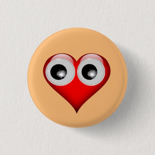 Googly Eye Heart Button (Vorderseite)