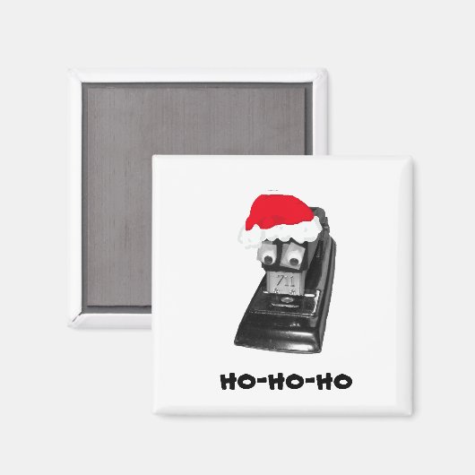 Googly-eyed Ho-Ho-Ho Santa Stapler Magnet (Vorderseite/Rückseite)