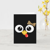 Googly-eyed Turkey With Leopard Bow, Funny Cartoon Karte (Gelbe Blume)