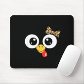 Googly-eyed Turkey With Leopard Bow, Funny Cartoon Mousepad (Mit Mouse)