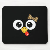 Googly-eyed Turkey With Leopard Bow, Funny Cartoon Mousepad (Vorne)