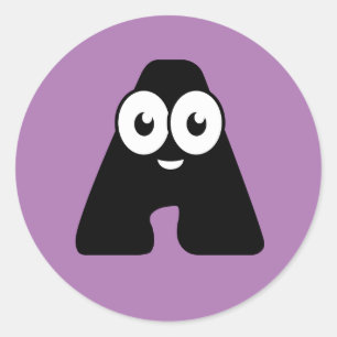 Googly Letter A Runder Aufkleber