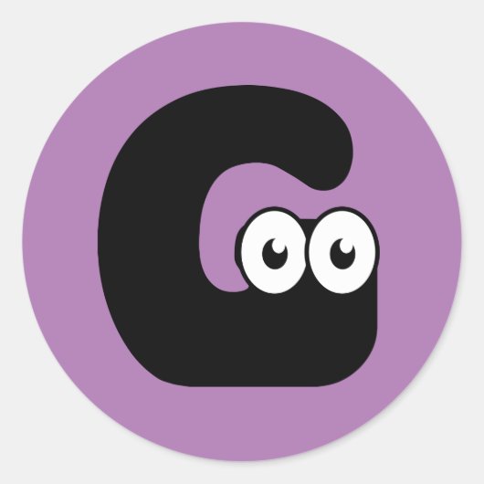 Googly Letter G Classic Round Sticker (Vorderseite)