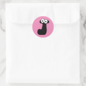 Googly Letter J Classic Round Sticker (Tasche)
