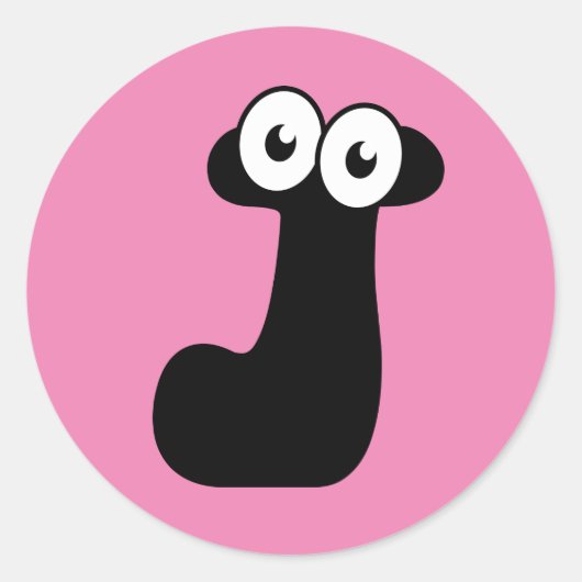 Googly Letter J Classic Round Sticker (Vorderseite)