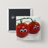 Googly mit Augen alberne Tomaten Button (Vorne & Hinten)