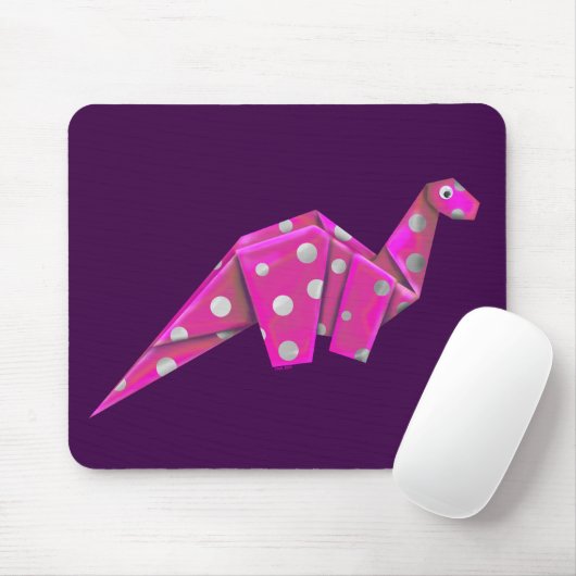Googly-Mit Augen Origami Brachiosaur - Rosa Mousepad (Mit Mouse)