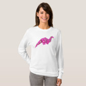Googly-Mit Augen Origami Brachiosaur - Rosa T-Shirt (Vorne ganz)