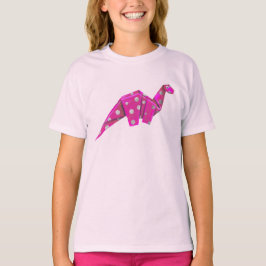 Googly-Mit Augen Origami Brachiosaur - Rosa T-Shirt