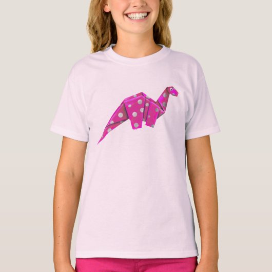 Googly-Mit Augen Origami Brachiosaur - Rosa T-Shirt (Vorderseite)