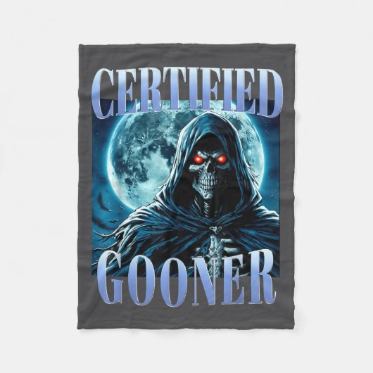 Goon Funny Gooning Meme Skeleton Certified Gooner  Fleecedecke (Vorderseite)