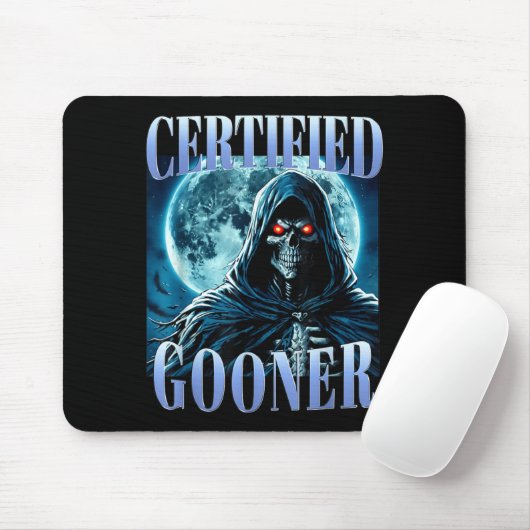 Goon Funny Gooning Meme Skeleton Certified Gooner Mousepad (Mit Mouse)