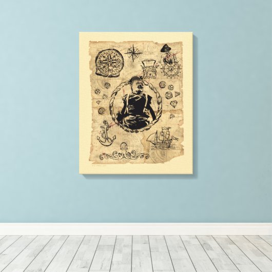 Goonies Sloth Treasmap Leinwanddruck (Insitu (Holzboden))