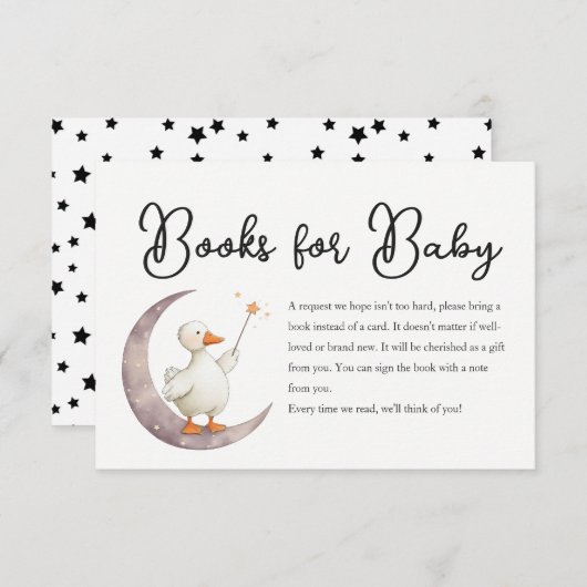 Goose Baby Shower Books Request card Einladung (Vorne/Hinten)